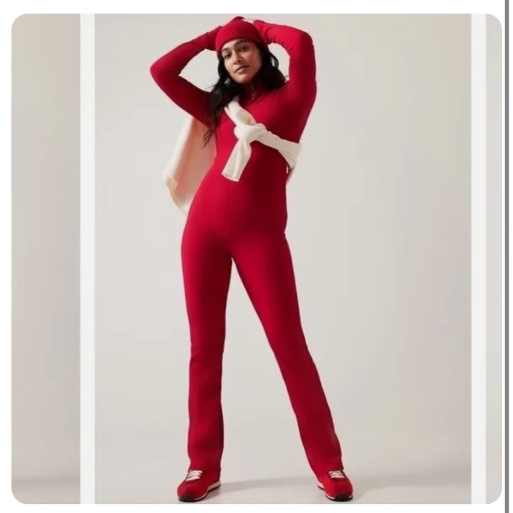 KEYS goddess bodysuit red ALICIA KEYS X ATHLETA NWT - rib texture